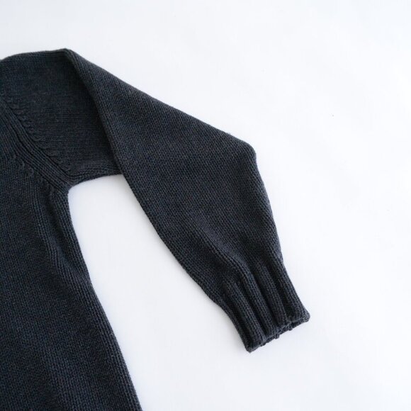 Vintage Eddie Bauer Navy 100% Cotton Knit Warm Winter Crew Neck Sweater Large - Picture 8 of 8